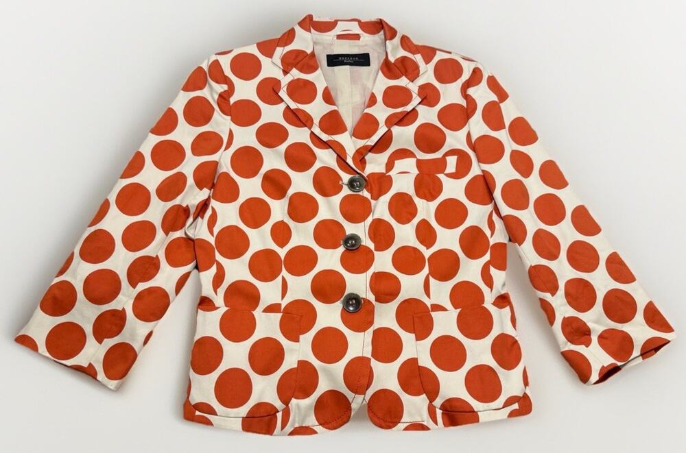 Max Mara Weekend Orange Polka Dot Blazer Jacket Size 8